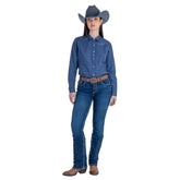 Jeans Vaquero Wrangler Mujer High Rise Corte Bota s283