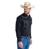 Camisa Vaquera Wrangler Hombre Mezclilla Negra 146