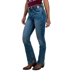 Jeans Vaquero Wrangler Mujer High Rise Corte Bota s175