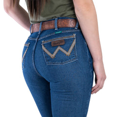 Jeans Vaquero Wrangler Mujer High Rise Corte Bota s167