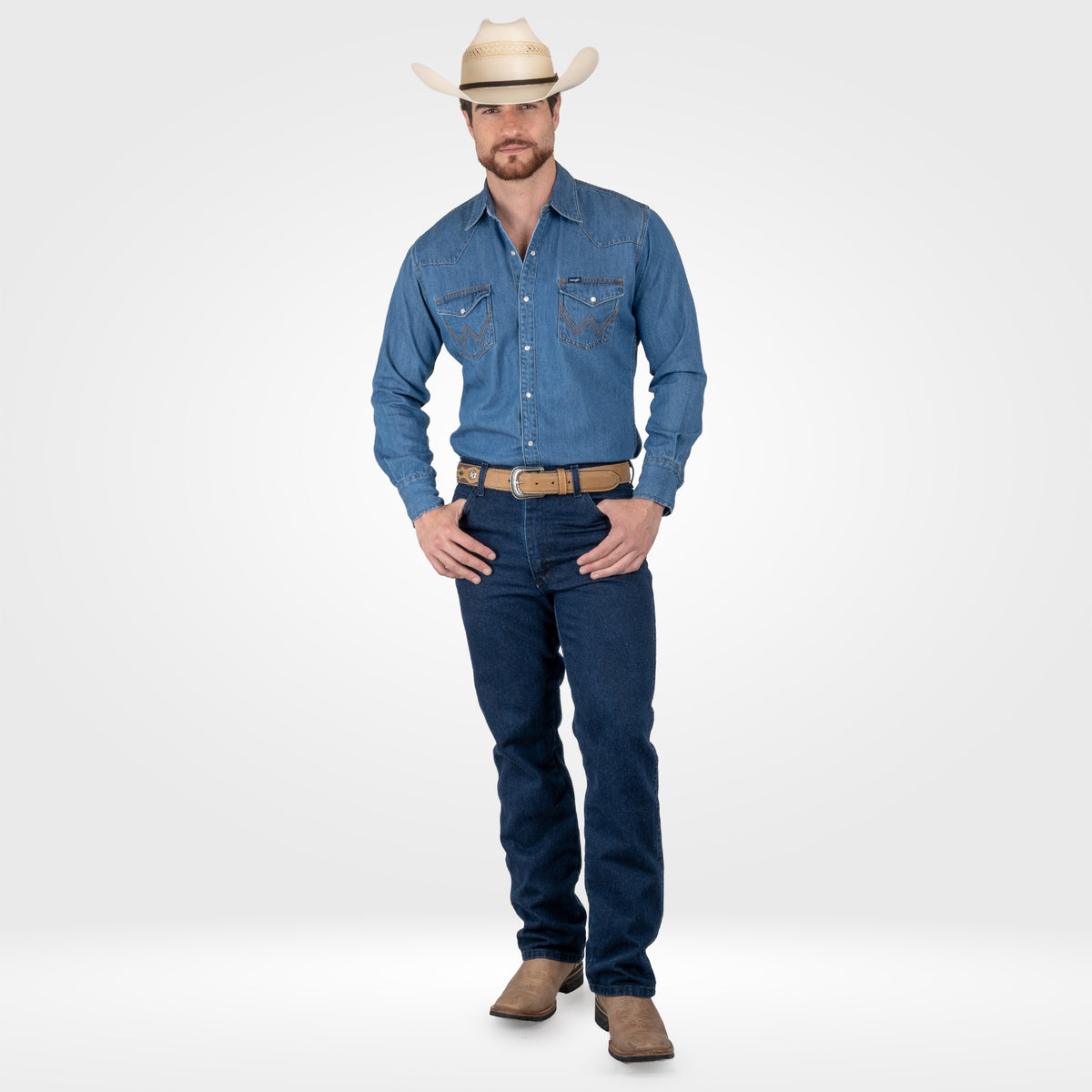Camisa Vaquera Wrangler Denim Slim Hombre 975