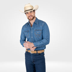 Camisa Vaquera Wrangler Denim Slim Hombre 975