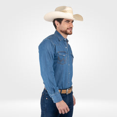 Camisa Vaquera Wrangler Denim Slim Hombre 975