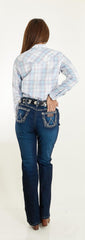 Jeans Vaquero Wrangler Mujer High Rise Corte Bota 282