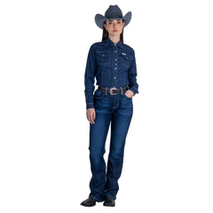 Jeans Vaquero Wrangler Mujer High Rise Corte Bota 282