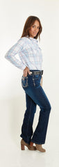 Jeans Vaquero Wrangler Mujer High Rise Corte Bota 282