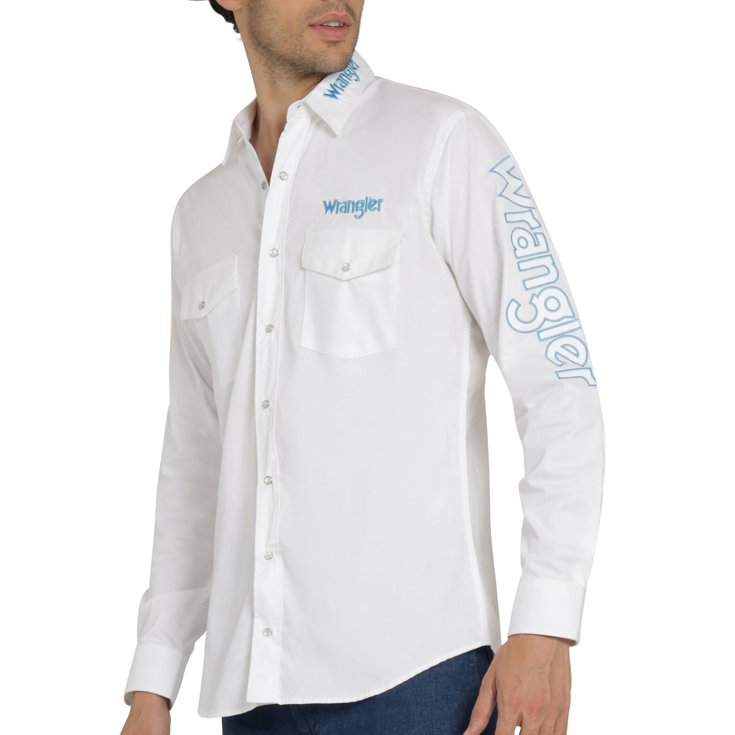 Camisa Vaquera Wrangler Hombre Logos Regular Manga Larga 913