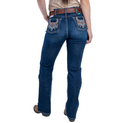 Jeans Vaquero Wrangler Mujer High Rise Corte Bota s286