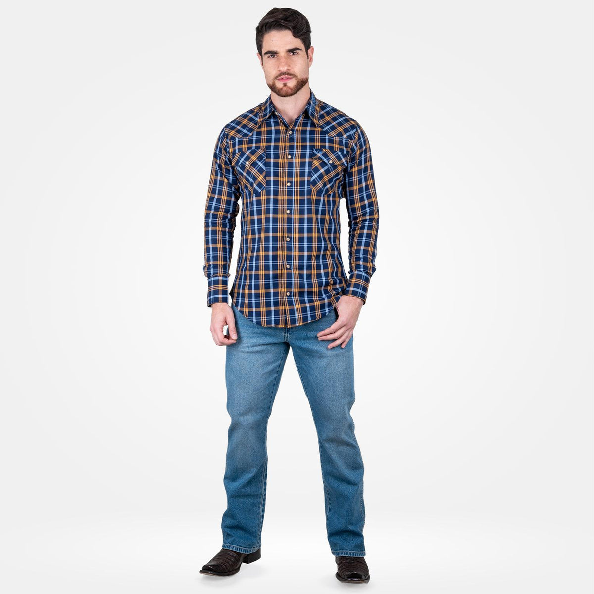 Camisa Vaquera Wrangler Cuernos Chuecos Slim Hombre 058