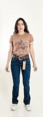 Jeans Vaquero Wrangler Mujer High Rise Corte Bota 265