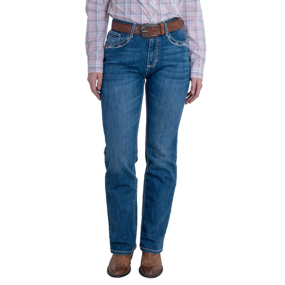 Jeans Vaquero Wrangler Mujer High Rise Corte Bota 284