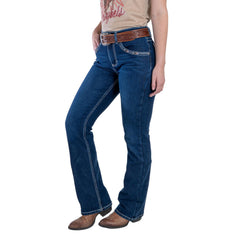 Jeans Vaquero Wrangler Mujer High Rise Corte Bota s286