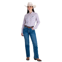 Jeans Vaquero Wrangler Mujer High Rise Corte Bota 284