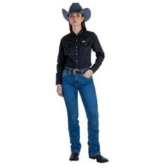 Jeans Vaquero Wrangler Mujer Retro High Rise Corte Bota 291
