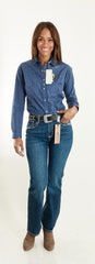 Jeans Vaquero Wrangler Mujer High Rise Corte Bota 284