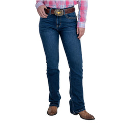 Jeans Vaquero Wrangler Mujer High Rise Corte Bota s093