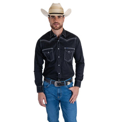 Camisa Vaquera Wrangler Hombre Mezclilla Negra 146