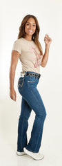 Jeans Vaquero Wrangler Mujer Retro High Rise Corte Bota 290