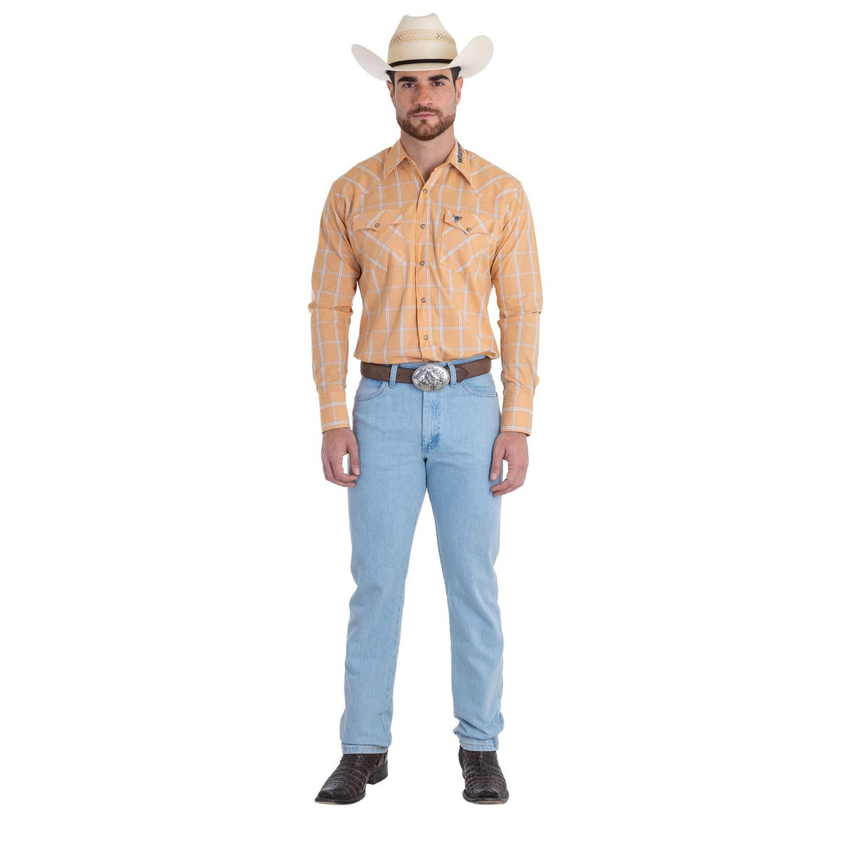 Camisa Vaquera Wrangler Hombre Cuernos Chuecos s979