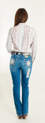 Jeans Vaquero Wrangler Mujer High Rise Corte Bota 285