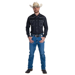 Camisa Vaquera Wrangler Hombre Mezclilla Negra 146