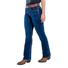 Jeans Vaquero Wrangler Mujer High Rise Corte Bota 265