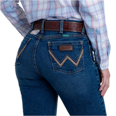 Jeans Vaquero Wrangler Mujer High Rise Corte Bota s287