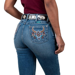 Jeans Vaquero Wrangler Mujer High Rise Corte Bota s175
