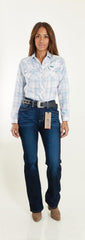 Jeans Vaquero Wrangler Mujer High Rise Corte Bota 282