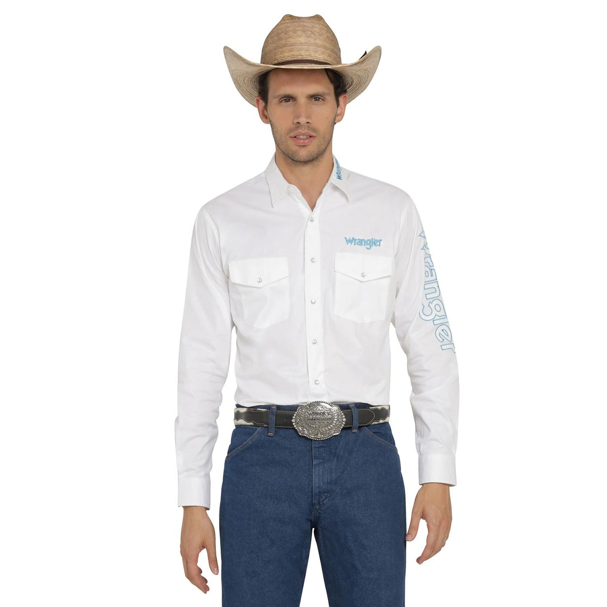 Camisa Vaquera Wrangler Hombre Logos Regular Manga Larga 913