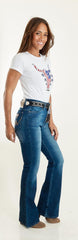 Jeans Vaquero Wrangler Mujer High Rise Flare 100